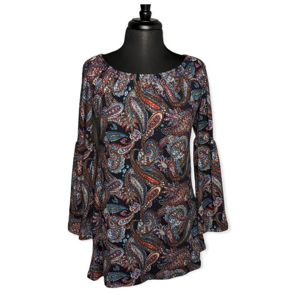 WinWin Tops - WinWin Paisley Bell Sleeve Tunic Size Small-Medium